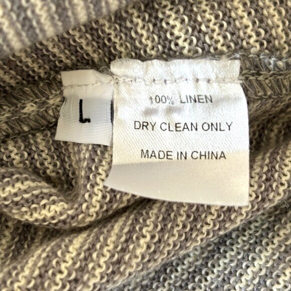 Peter Som Anthropologie 100% Linen Sweater Dress Gray White Stripe Size Large - Picture 7 of 8